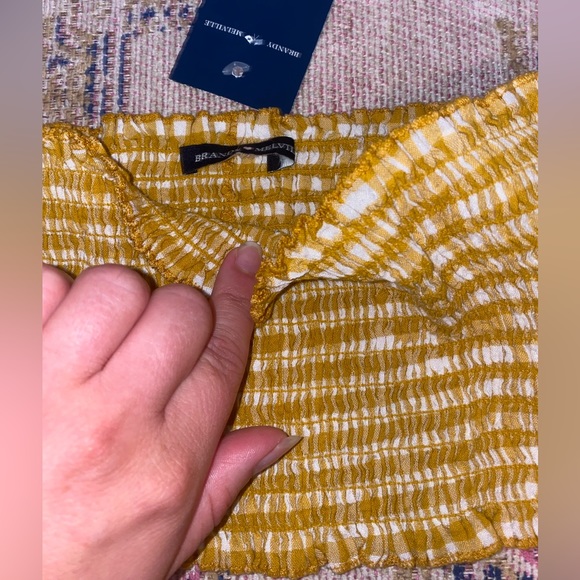 Brandy Melville Yellow and white tube crop top - Picture 2 of 5
